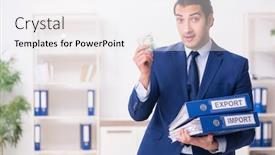  Presentation with logistics - Amazing slides having young-male-logistics-specialist-working backdrop and a white colored foreground