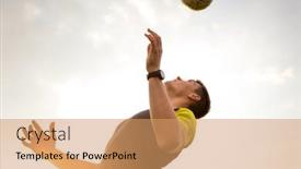  Presentation with soccer - Colorful slides enhanced with young-male-man-playing-soccer backdrop and a coral colored foreground