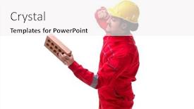  Presentation with white brick - Beautiful theme featuring young-male-mason-with-brick backdrop and a white colored foreground