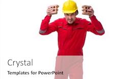  Presentation with white brick - Presentation theme featuring young-male-mason-with-brick background and a white colored foreground