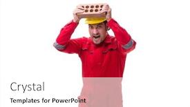  Presentation with white brick - Slides with young-male-mason-with-brick background and a white colored foreground