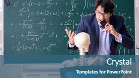  Presentation with math teacher - Colorful PPT theme enhanced with young male math teacher backdrop and a ocean colored foreground