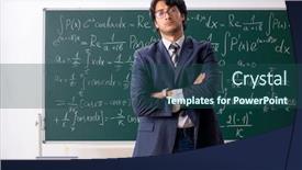  Presentation with math teacher - Amazing PPT theme having young-male-math-teacher backdrop and a ocean colored foreground