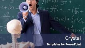  Presentation with math teacher - Slide deck having young-male-math-teacher background and a navy blue colored foreground