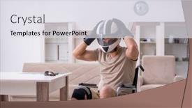  Presentation with accident - Presentation design consisting of young-male-motor-cyclist-suffering background and a sky blue colored foreground