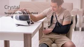  Presentation with motor - Amazing theme having young-male-motor-cyclist-suffering backdrop and a coral colored foreground