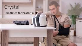  Presentation with cyclist - PPT theme enhanced with young-male-motor-cyclist-suffering background and a coral colored foreground