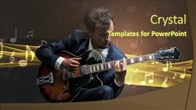  Presentation with guitar - Presentation theme having young-male-musician-playing background and a  colored foreground