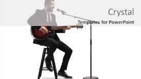  Presentation with electric guitar - Cool new PPT theme with young-male-musician backdrop and a white colored foreground