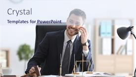  Presentation with notary - Audience pleasing PPT layouts consisting of young male notary working in office backdrop and a sky blue colored foreground