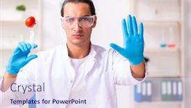  Presentation with nutrition - Beautiful PPT theme featuring young-male-nutrition-expert-testing backdrop and a sky blue colored foreground