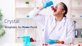  Presentation with nutrition - PPT theme having young-male-nutrition-expert-testing background and a sky blue colored foreground
