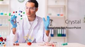  Presentation with nutrition - Slides enhanced with young-male-nutrition-expert-testing background and a mint green colored foreground