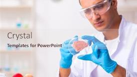  Presentation with testing - Presentation design consisting of young-male-nutrition-expert-testing background and a lemonade colored foreground