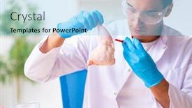  Presentation with nutrition - PPT theme with young-male-nutrition-expert-testing background and a light blue colored foreground