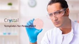  Presentation with nutrition - PPT theme with young-male-nutrition-expert-testing background and a lemonade colored foreground