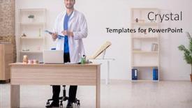  Presentation with clinic - PPT layouts with young-male-odontologist-working background and a light gray colored foreground