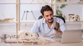  Presentation with lab animals - Theme enhanced with young-male-paleontologist-examining-ancient background and a soft green colored foreground