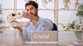  Presentation with lab animals - Presentation theme with young-male-paleontologist-examining-ancient background and a gray colored foreground