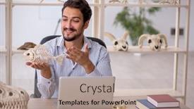  Presentation with lab animals - Slide deck with young-male-paleontologist-examining-ancient background and a  colored foreground