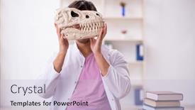  Presentation with lab animals - Presentation theme featuring young-male-paleontologist-examining-ancient background and a lemonade colored foreground