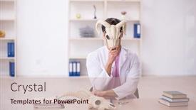  Presentation with lab animals - PPT theme enhanced with young-male-paleontologist-examining-ancient background and a mint green colored foreground