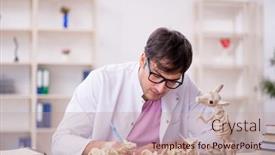  Presentation with lab animals - Slide deck enhanced with young-male-paleontologist-examining-ancient background and a coral colored foreground