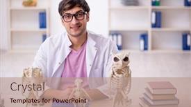  Presentation with lab animals - Presentation theme enhanced with young-male-paleontologist-examining-ancient background and a coral colored foreground