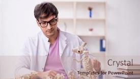  Presentation with lab animals - PPT layouts with young-male-paleontologist-examining-ancient background and a coral colored foreground