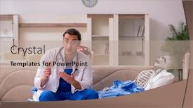  Presentation with paramedic - PPT layouts featuring young-male-paramedic-visiting-skeleton background and a coral colored foreground