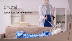  Presentation with paramedic - Cool new slides with young-male-paramedic-visiting-skeleton backdrop and a light gray colored foreground