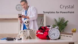  Presentation with paramedic - Slide deck consisting of young-male-paramedic-visiting-skeleton background and a light gray colored foreground