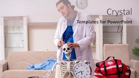  Presentation with paramedic - Beautiful PPT layouts featuring young-male-paramedic-visiting-skeleton backdrop and a light gray colored foreground