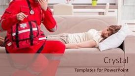  Presentation with paramedic - Presentation featuring young-male-paramedic-visiting-young background and a coral colored foreground