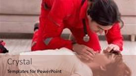  Presentation with paramedic - PPT layouts featuring young-male-paramedic-visiting-young and a coral colored foreground