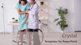  Presentation with wheel - Amazing slide deck having young-male-patient-in-wheel backdrop and a light gray colored foreground