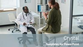  Presentation with symptoms - PPT theme with young-male-patient-sitting background and a gray colored foreground
