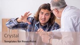  Presentation with patient experience - PPT layouts with young-male-patient-visiting-experienced background and a soft green colored foreground