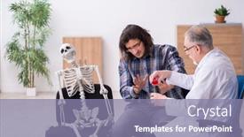  Presentation with psychiatrist - PPT layouts with young-male-patient-visiting-experienced background and a coral colored foreground