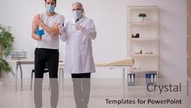  Presentation with old young - Slide set having young-male-patient-visiting-old background and a light gray colored foreground