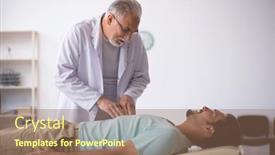  Presentation with old young - Slides featuring young-male-patient-visiting-old background and a coral colored foreground