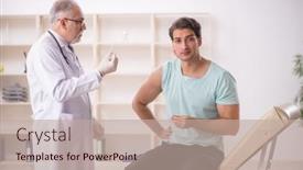  Presentation with vaccination - Presentation theme with young-male-patient-visiting-old background and a mint green colored foreground