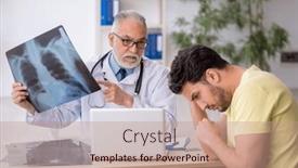  Presentation with radiologist - Theme enhanced with young-male-patient-visiting-old background and a coral colored foreground