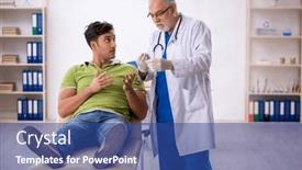  Presentation with vaccination - Presentation featuring young-male-patient-visiting-old background and a ocean colored foreground