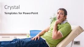  Presentation with waiting - Presentation theme with young-male-patient-waiting background and a sky blue colored foreground