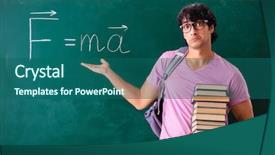  Presentation with physic - Slides having young male physic standing background and a ocean colored foreground