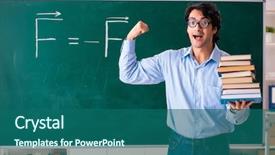  Presentation with physic - Slide deck consisting of young male physic standing background and a ocean colored foreground