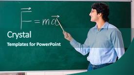  Presentation with physic - PPT layouts with young male physic standing background and a ocean colored foreground