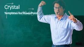  Presentation with physic - PPT layouts with young male physic standing background and a ocean colored foreground