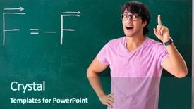  Presentation with physic - Slide deck enhanced with young male physic standing background and a ocean colored foreground